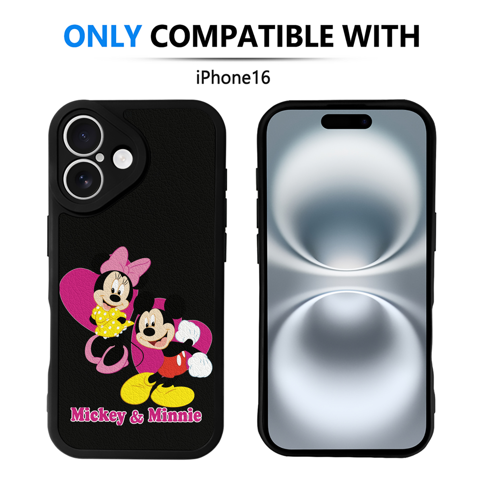 （画像用） ミッキーマウス Mickey Mouse 【iPhone 16シリーズ対応】シリコンスマホケース（レザー調） 材質：シリコン